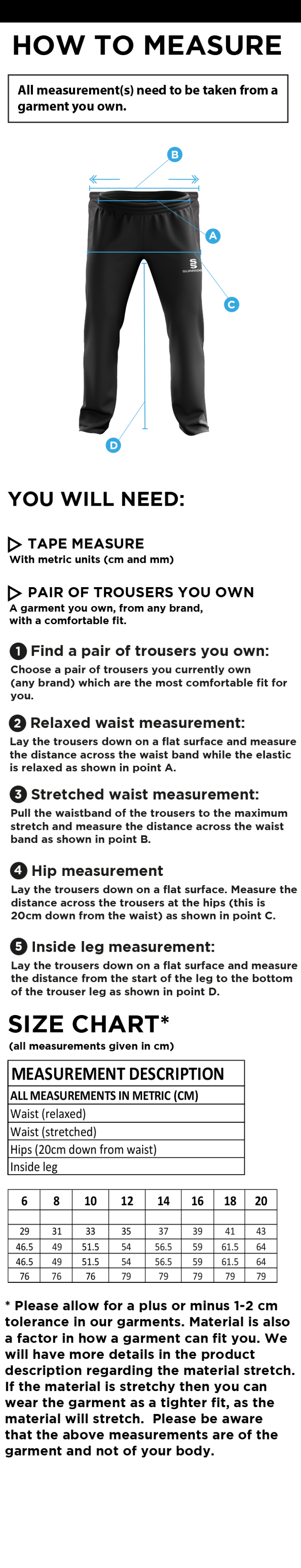 Broadfield Specialist School Staff Women's Poplin Track Pant : Navy - Size Guide