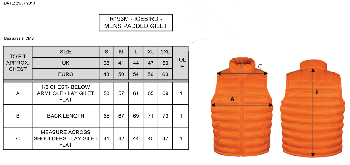 Broadfield Specialist School Staff Softshell Gilet : Navy - Size Guide